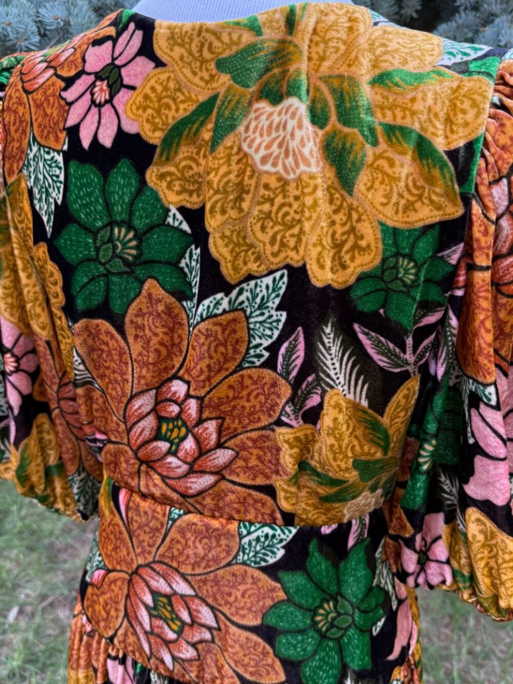 Farm Rio Garden Velvet Midi Dress M - Picture 3 of 5